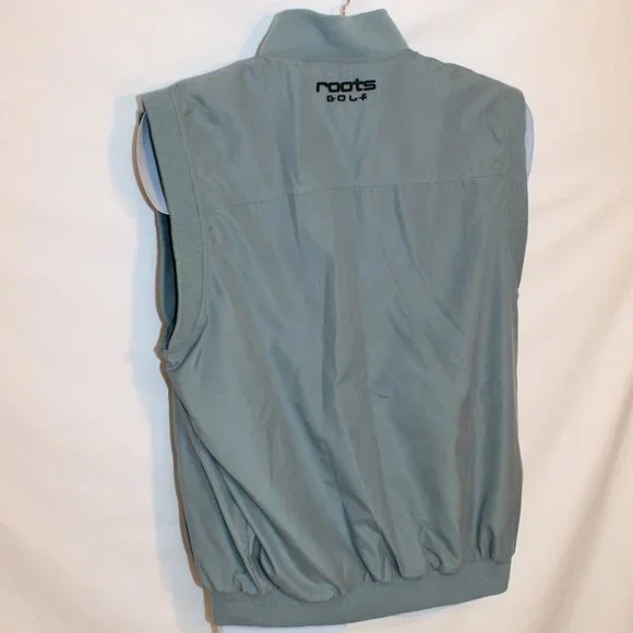 ROOTS GOLF GREEN ATHLETIC VEST JACKET LARGE MEN SLEEVELESS  RIBBED ZIPPER LINED - Picture 2 of 9